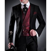Abiti da uomo neri di alta qualità set di Blazer formali Slim Fit per la festa di nozze Prom giacca 3 pezzi personalizzata di nuovo arrivo + pantaloni + gilet
