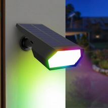 Solarbetriebene LED-Wandleuchte, RGB-Strahler, für den Außenbereich, wasserdicht, hitze- und schneebeständig, für Straße, Hinterhof, Hof, Nacht, sichere Beleuchtung