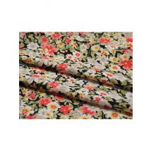 Black chiffon fabric with retro flower print, summer dress, cheongsam, soft, t1908