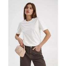 Sumuyoo Summer 100% Cotton Women's T-shirt Bottoming Basic Fashionable Lady Short Sleeve Loose Tops Shirts Solid 230g/㎡ Tops