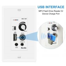 Herdio 100 Watt Max In Wand Audio Control Verstärker Empfänger 2 Kanal Wandplatte Wand mit USB Mikrofon Aux Eingang für Zuhause