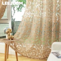 Vorhänge im europäischen Stil für Wohnzimmer, Blumenmuster, Jacquard-Tüll, aushöhlen, Retro-Muster, Stoff, Heimdekoration, 1 Stück