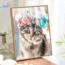 5D DIY Vollquadrat Rund Diamant Malerei Katze Blumen Diamant Stickerei Tier Kreuzstich Strass Bilder Home Decor Kunst