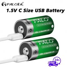 PALO 1,5 V 6000 mWh wiederaufladbarer Akku, wiederaufladbare USB-Lithiumbatterie der Größe C, LR14-Batterien, aufgeladen über Typ-C-USB-Kabel