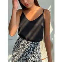 Damski top na ramiączkach spaghetti, dekolt typu halter, podstawowy biały top na ramiączkach, bez rękawów, satynowy jedwabny tank top, damskie letnie topy na ramiączkach, model 2026.