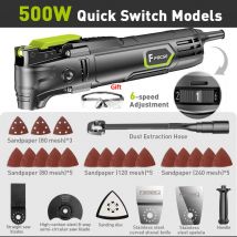 Utensile oscillante multifunzione elettrico da 500 W Trimmer elettrico Sega a velocità variabile con accessori Decorazione domestica Rinnova 5 °