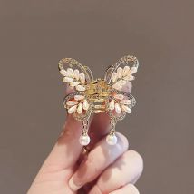 Fee Exquisite Strass Schmetterling Haar Klaue Perle Quaste Hohl Halb-gebunden Haar Grip frauen Koreanischen Stil Haar Zubehör