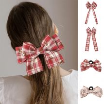 AWAYTR Stoff Plaid Bowknot Haar Klaue Haarnadel Mädchen Mode Koreanische Süße Einfache Unregelmäßige Haar Clip Kopfbedeckung