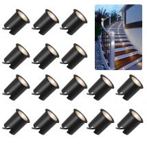 QACA 10/16 Pack LED Recessed Deck Lights IP67 Waterproof Outdoor Garden Lighting Low Voltage DC12V Stairs Landscape Patio Light