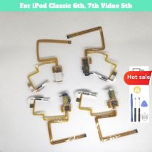Headphone Jack Audio Flex Cable for iPod Classic 7th Gen 160GB,6th Gen 80GB/120GB,5th/video Gen 30GB - White & Black - Thin