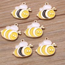 10pcs 2 Farbe 20*20mm Legierung Metall Tropfen Öl niedlichen Biene Charms Tier Anhänger für DIY Armband Halskette Schmuck herstellung