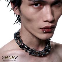 ZHUHE Heavy Machinery Halskette im Cyberpunk-Stil für Damen und Herren, Schmuck, Accessoires, Partygeschenke