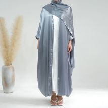 Neue türkische Dubai offene Kimono Abaya seidige Party marok kanis chen Kaftan für Frauen Jalabiyat Fledermaus Ärmel Robe Gebets kleid Ramadan Eid