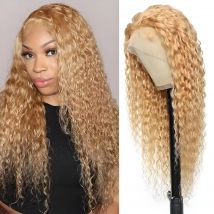 Honey Blonde 200% Full 13x4 13x6 HD Lace Front Wig for Women Remy Human Hair Deep 4x4 Closure 30 Wig 27#Light Brown Color Water