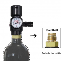 Schwarzer CO2 HPA MINI SFR (SUPER FAST REFRESH) REGLER mit G1/2-14 Eingang 1500 PSI Ausgang 0-130 PSI für pneumatische Druckluftwerkzeuge