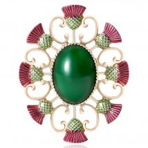 Beaut&Berry Fashion Enamel Thistle Badge Brooches for Women Unisex Plant Flower Medal Pins Casual Party Accessories Gifts Friend