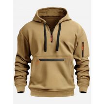 Halber Reißverschluss Herren Taktische Hoodies Solide Warme Fleece Militär Sweatshirts Multi Taschen Männliche Kapuzenjacken Dicke Outdoor Polar