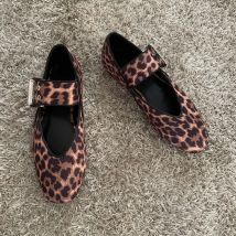 Mode Mary Jane Schuhe Weibliche Karree Schnalle Damen Casual Ballett Schuh Weiche Leopard Print Elegante Kleid Flache Frauen