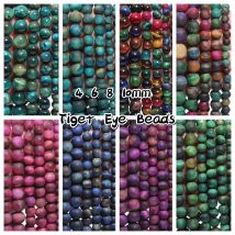 6 8 10mm bunte natürliche Tigerauge Stein glatte runde lose Abstand halter Perlen für Schmuck machen DIY Armband Halskette Zubehör