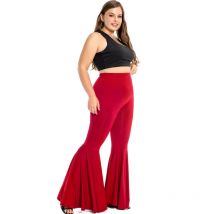 Babbytoro Leggings svasati da donna Gamba larga Sciolto con fondo a campana Pantaloni da ballo in cotone modale Plus Size 5XL 4XL 3XL L Nero Rosso