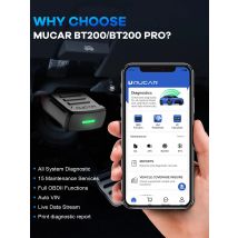 MUCAR BT200/BT200 Pro OBD2 Scanner Diagnostic Tool Bluetooth, Full System Automotive Scan Tool Free Oil/SAS 15 Reset Code Reader