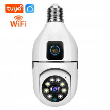 Tuya HD 6MP PTZ WiFi Seguridad Dual Lens Screen E27 Bulb Camera Color Night Vision Security Video Surveillance 360° Rotation Cam