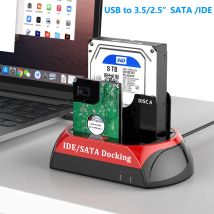 USB auf 2,5/3,5 Zoll SATA IDE Festplatte HDD SSD Reader Dockingstation Dual Bay Externe Festplattenbox Gehäuse Gehäuse HD Externo