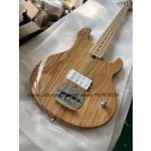 Ash wood bass, 4-string natural bass, fixed bridge, maple fingerboard, white pickups, customizable