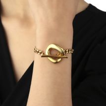 Trendy Edelstahl Gold Farbe Armbänder Für Frauen Cuban Link Dünne Kette Zirkon Armband Für Frauen Mädchen