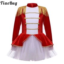 Kids Girls Halloween Christmas Circus Costume Carnival Theme Party Ringmaster Cosplay manica lunga nappa Mesh Tutu body Dress
