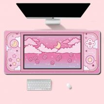 Mond und Sterne Große Schreibtischunterlage Kawaii Ästhetisches Mauspad Niedliche Sky Art Setup Gaming Zubehör Mousepad Gamer Büromatten Xxl