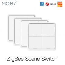 MOES 4 Gang Tuya ZigBee bezprzewodowy 12 przełącznik scen kontroler przyciskowy zasilany z baterii scenariusz automatyzacji dla urządzeń Tuya