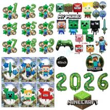 Balony Minecraft Pixel Anime Gra Motyw Balony na Urodziny Dekoracja MC Balony z Folii Aluminiowej Zestaw Balonów z Numerami