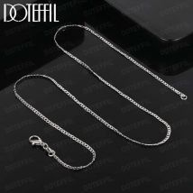 DOTEFFIL 2mm Side Chain Necklace 925 Sterling Silver 16/18/20/22/24/26/28/30 Inch For Women Man Fashion Wedding Charm Jewelry