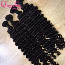 Queenlike Deep Wave Echthaar-Bündel, 24 26 28 Zoll, tiefe lockige Bündel, 100 % Echthaar für Frauen, brasilianische Rohhaarverlängerungen