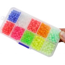 1 box Hireeds Fishing Beads 1000pcs 5mm - 10 Assorted Colors inc 3 Glow in Dark, Approx 100 Per Color, Tackle Box Accessories