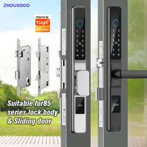 Tuya Wifi Schlank smart lock Wasserdichte Fingerprint APP Passwort RFID Karte Keyless Elektronische Schloss Aluminium Glas Schiebetür Schloss