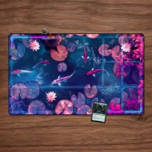 Tappetino Lotus Kamigawa con Zoni 23,6" X 13,8" Vaporwave Glitch Koi Pond Mousepad Gamer Accessorio per ufficio Tappetino per tastiera Tappetino da scrivania