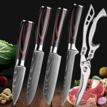 Damaskus Laser Küchenmesser Schere Japanisches Santokumesser Kochen Kochmesser 7CR17 Edelstahl Boning Hackmesser