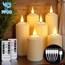 FPOO Wiederaufladbare Kerze Lampe ,LED Kerze durch USB Fernbedienung ,Wasserdichte Säulen Kerzen ,für Hochzeit Camping, Wohnkultur, elektrische flackernde Flamme, Kerzenlicht
