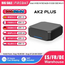 FIREBAT-Mini PC AK2 PLUS, Intel N100, N150, CPU, Windows 11, DDR4, 16GB de RAM, 512GB, SSD, ordenador de escritorio, WIFI5, BT4.2, HDMI, USB