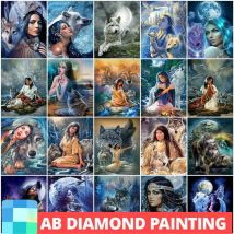 AB Bohrer Diamant Malerei Wolf Kreuzstich Diamant Mosaik Tiere Bild Strass Mädchen Stickerei handgemachte Kunst Home Decor