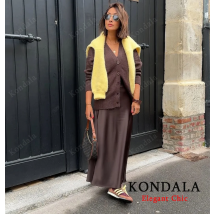 KONDALA Elegante Satin Schlank Midi Solide Rock Frauen Elastische Hohe Taille A-Line Casual Weibliche Satin Rock Frühling Herbst Dame Rock