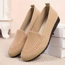 Einfarbige Strick-Loafer für Damen, leichte, rutschfeste, flache Schuhe für Freizeitkleidung