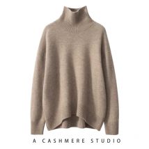 2024 autunno e inverno nuovo maglione di Cashmere spesso donna collo alto Pullover maglione caldo allentato lavorato a maglia Base maglione giacca top