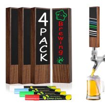 4 Stück Tafel-Bierhahngriffe, Holzfass-Wasserhahngriff 3/8''-16 UNC Ebenholz-Wasserhahngriffe für selbstgebrautes Kegerator, mit Marker