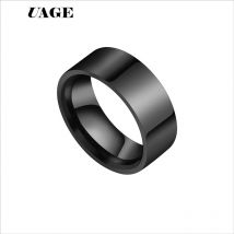 UAGE 2019 Neuer schwarzer Titanstahl-Fingerring für Männer, silberfarben plattiert, Ringe für Frauen, glänzende Accessoires, Ring, Schmuck, Mode