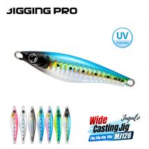 JIGGING PRO 20g 30g 40g 60g JUGULO Jig per Lancio Largo Slow Fall, Esca da Jigging da Riva con Rivestimento UV, Jig Metallico per la Pesca