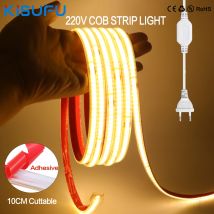 220 V 230 V COB-LED-Streifen, hochwertig, 240 LEDs/m, wasserdichtes, flexibles LED-Band für den Außenbereich mit EU/UK-Netzstecker, 10 m, 30 m, 50 m