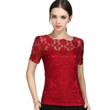 Sommer Damen sexy florale Spitze Slim-Fit Hemd Hemd Damen elegante lässige kurz ärmel ige T-Shirt Top